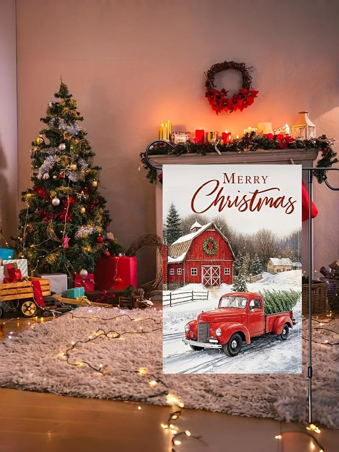 Snow Scene Christmas Garden Flag